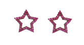 Star Shape Fashionable Ruby 925 Sterling Silver Earrings studded with CZ